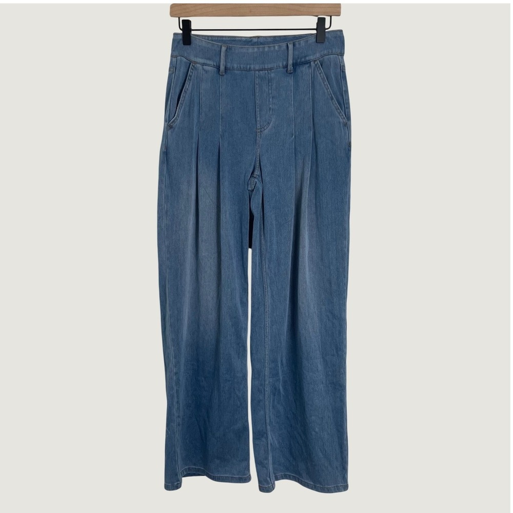 Halara Wide Leg Jeans Women Small Blue Pleated High Waisted Denim Baggy Y2K